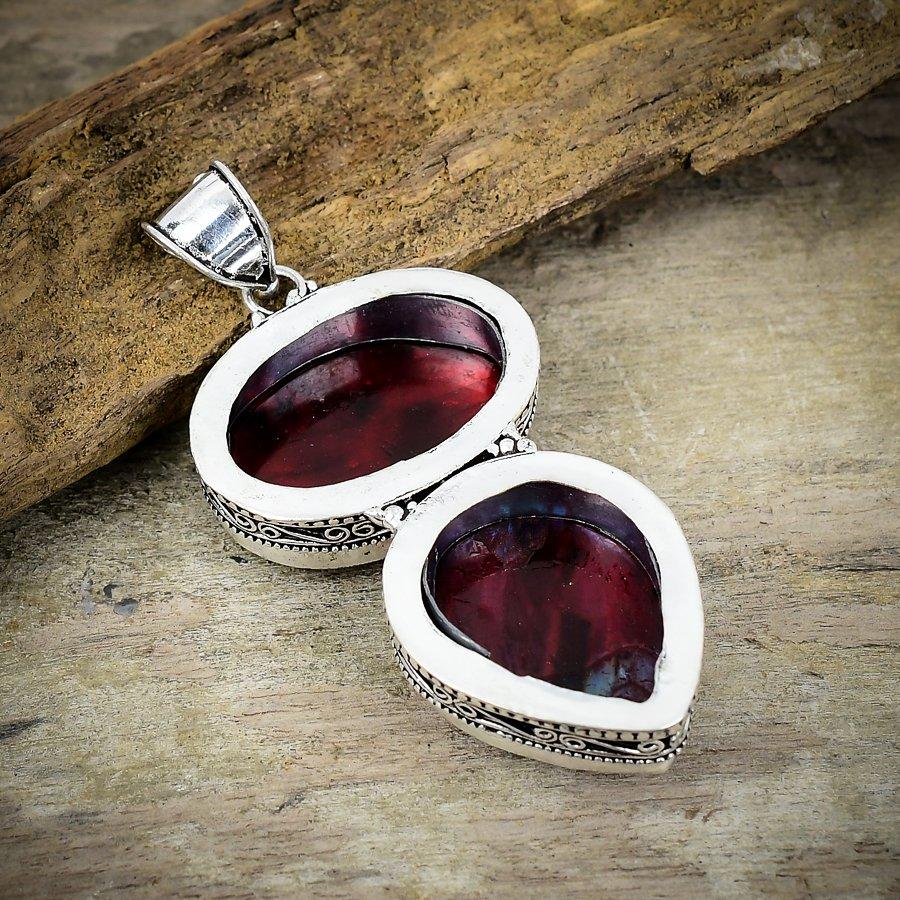 Red Labradorite Gemstone Handmade 925 Sterling Silver Jewelry Pendant 2.80" M-171