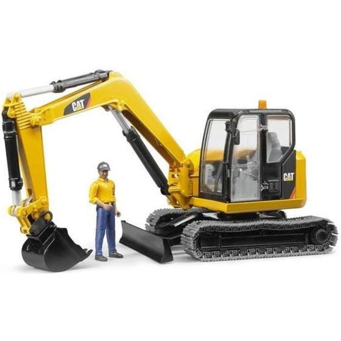 Mini pelleteuse caterpillar bruder 2466 - echelle 1:16 - 41 cm - jaune