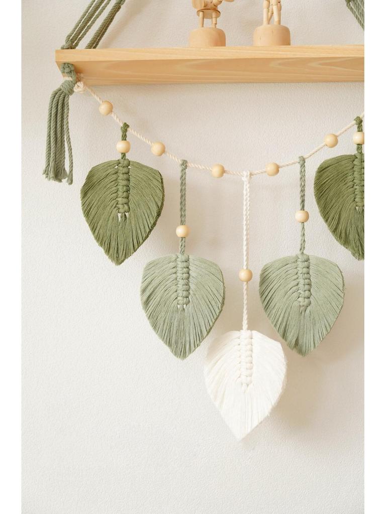 Nordic Style Handwoven Wall Hanging Leaf Tapestry Shelf Decoration