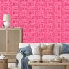 Polynesian Geometric Pattern Wallpaper Powder Pink and Rose 50x1000
