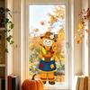 Harvest Festival Glass Stickers Fall Window Clings, Autumn Scarecrow Maple Leaf Stickers, Reusable Double-Sided Theme Ornaments Static PVC Decals for