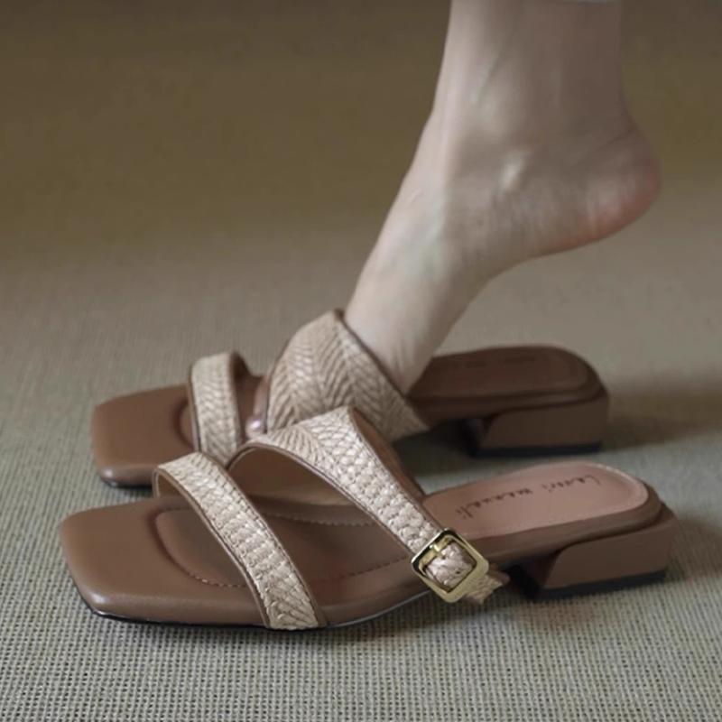 Fashion Women Slippers Fashion Dress Shoes Designer Summer Woman Heeled Sandals 2025 New Casual Slides Cozy Elegant Sandalias De Mujer