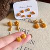 Caramel Bread Party Set Small Stud Earrings Female Maillard Cartoon Children'S Fun Cat Personality Earrings