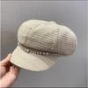 New Hat for Women's Small Fragrance Pearl Chain Octagonal Hat Light Luxury Elegant Face and Show Off The Trendy Face of The Tabloid Boy Hat