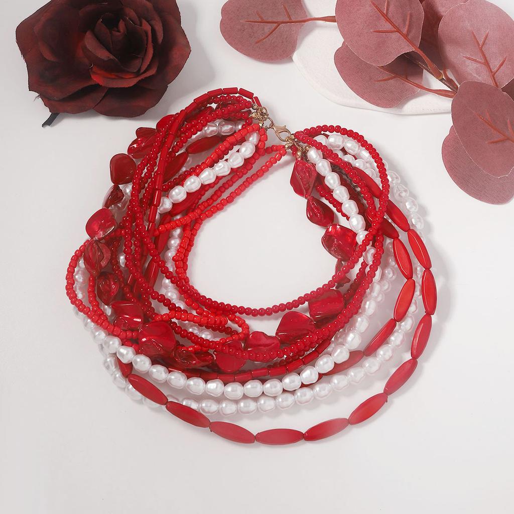 Gothic Personality Handmade Beaded Baroque Imitation Pearl Multi-layered Necklace, Beach Fashion