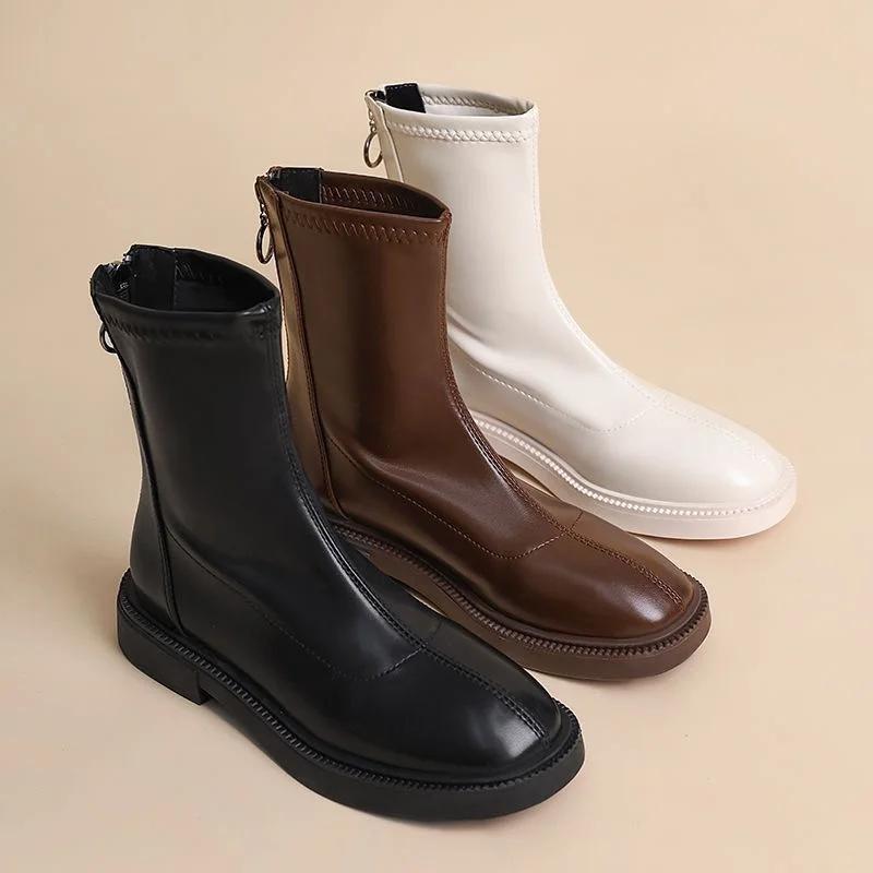 2025 Winter New Thick Soled Boots Women's Back Zipper Fashion Warm Shoes Comfortable Botas De Inviernno Para Mujer