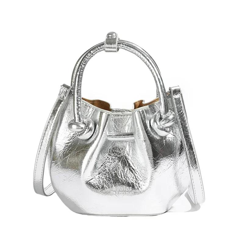 

Мини-сумка женская плиссированная сумка-облако через плечо, маленькая сумка-ведро, высококачественная, красная, летняя, новая