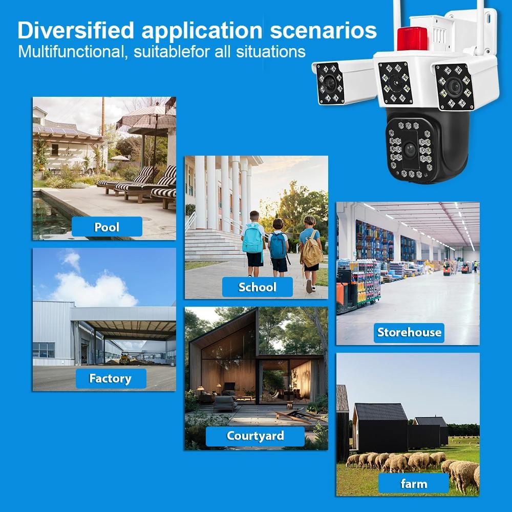 LS VISION 6K 12MP WiFi IP Camera Outdoor Three Lens Panoramic View PTZ IP Camera AI Tracking Security Protection CCTV Video Surveillance