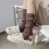 Spring and Autumn Socks Cover Women's Knitted Leg Cover Gray Medium Tube Stacking Socks Japanese JK Thermal Leg Cover Manufacturers Wholesale