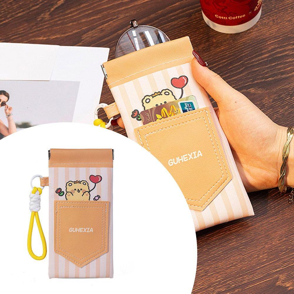 PU Leather Reading Eyewear Case Automatic Closed Myopia Glasses Case  For Students