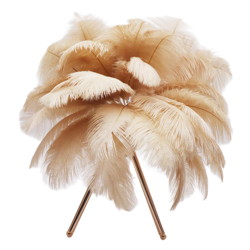 Feather Table Lamp USB Rechargeable Ostrich Feather Desk Light with Gold Tripod for Bedroom 40Pcs
