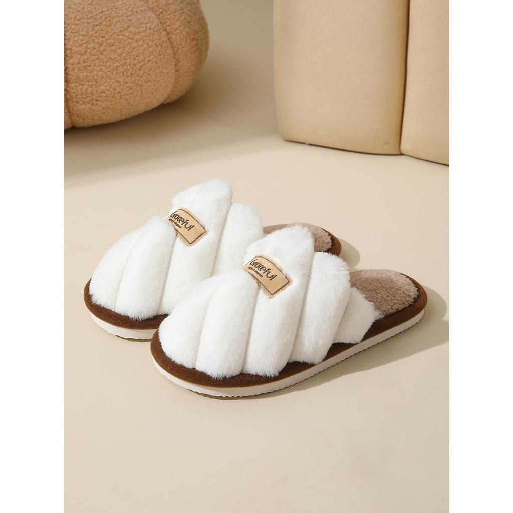 Plush Slippers for Women In Autumn and Winter, Anti Slip for Outdoor Wear, Thick Soled for Indoor Use, Fuzzy Cotton Slippers, and Warm Cotton Slippers