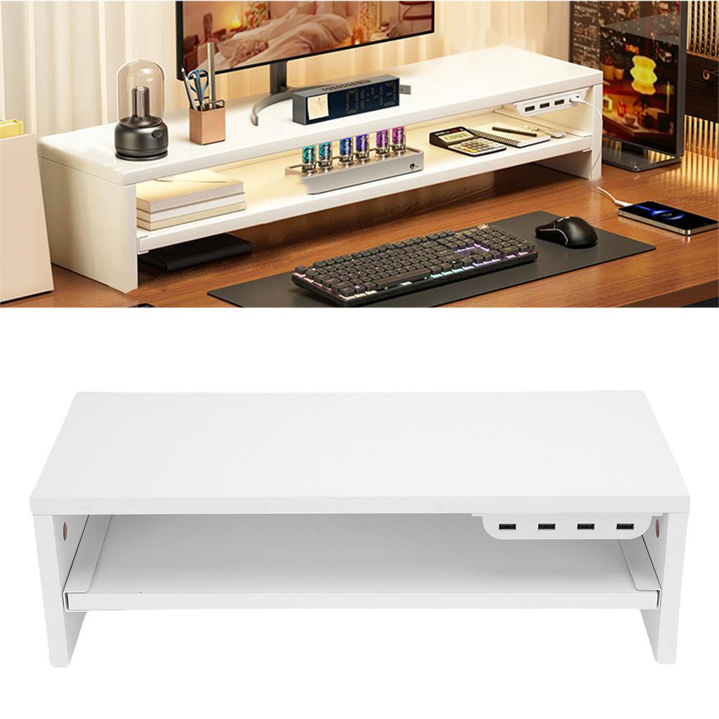 Desktop Display Riser with Drawer AC Outlets and USB Port Hub Mobile Phone Charging Laptop Screen Support Stand