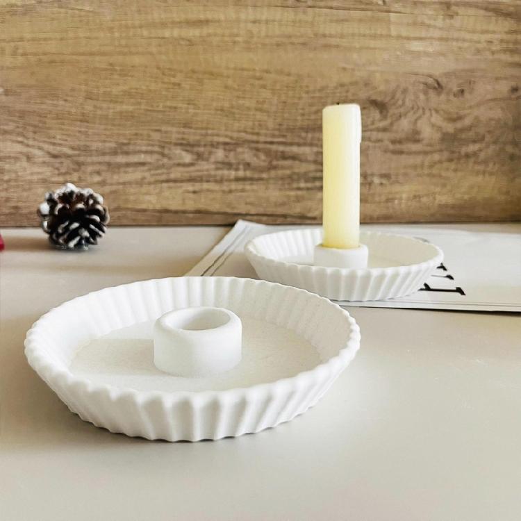Gips Kerzenhalter Silikonform Gestreifte Tellerförmige Kerzenständerform Gips Kerzenständer Schmuck Bastelform