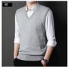 Woodpecker Men's V-neck Knitted Sleeveless Vest for Autumn and Winter
