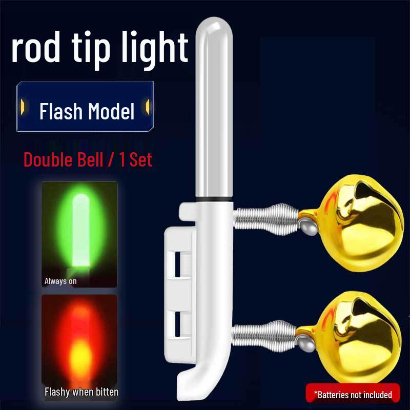 Night Fishing LED Rod Tip Light with Copper Bell - Sea Rod Alarm and Glow Sensor