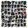 10/30/56PCS Kawaii Big Eye Black Cat PVC Sticky Sticker Aesthetic DIY Decoration Scrapbooking Hand Accounting Supplies for Kids