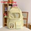 School Girl Backpack Nylon With Letter Pattern For Elementary Students