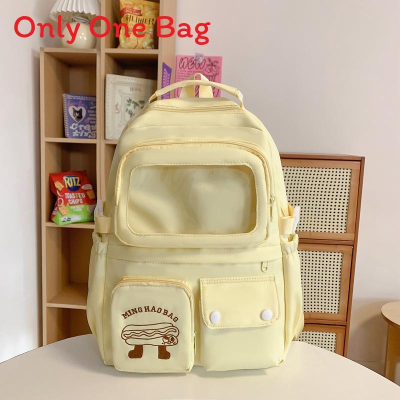 School Girl Backpack Nylon With Letter Pattern For Elementary Students
