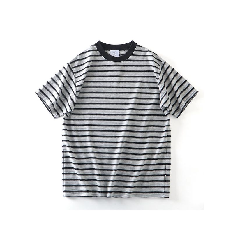 American-Style Striped Short-Sleeve T-Shirt for Men, Summer 2024 New Trendy Brand Base Shirt, Export Casual Tee
