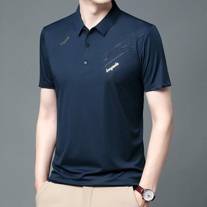 Summer New Men's Short Sleeve T-shirt Fashion Casual Polo Shirt Half Sleeve Large Stretch
