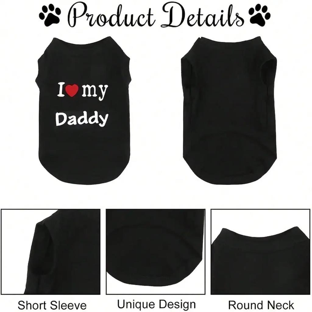 Dog Vest I Love My Mommy Daddy Puppy T-Shirt Summer Sleeveless Pet Clothing for Small Medium Dogs Cats Apparel