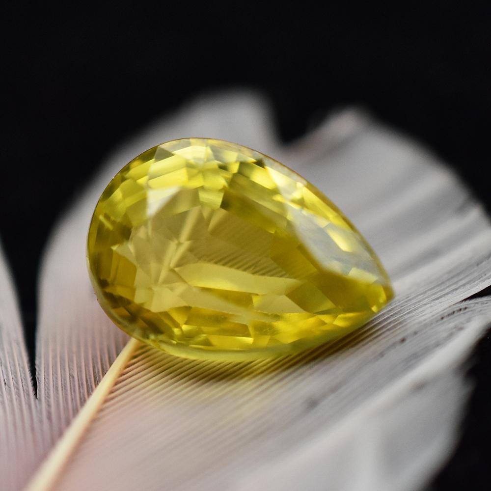 CERTIFIED 5.95 Ct Yellow Sapphire Flawless Pear Cut Natural Rare Loose Gemstone