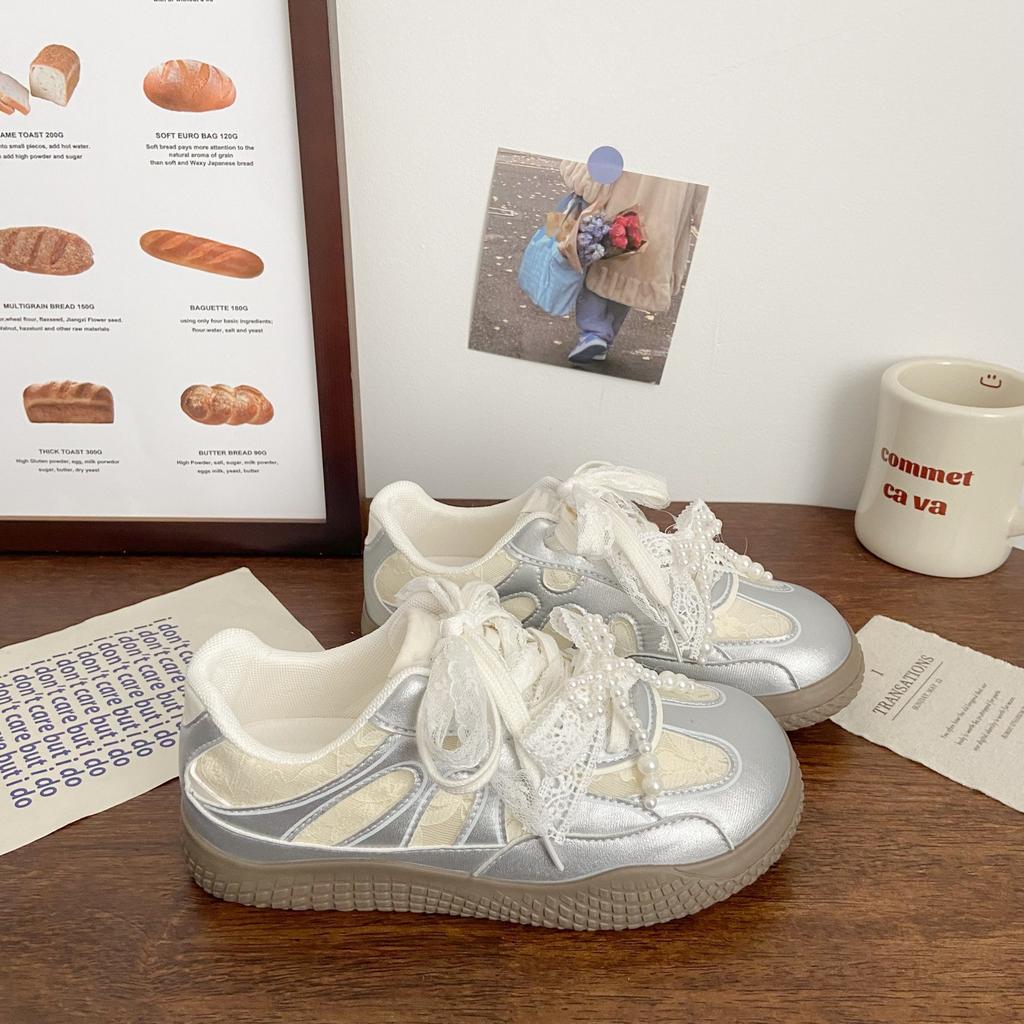 Silver Dexun Double Net Thick Baseplate Shoes Ugly Cute Summer New Niche Low-top Sports