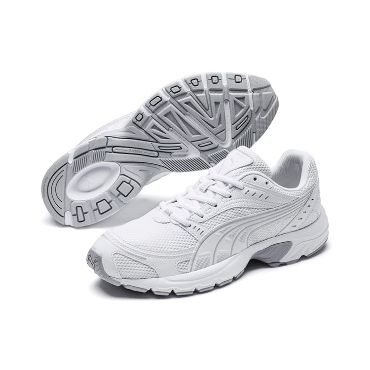 Puma Axis Round Toe Lace-Up Mesh Synthetic Leather Breathable Low-Top Running Shoes Unisex Sneaker White 368465-02