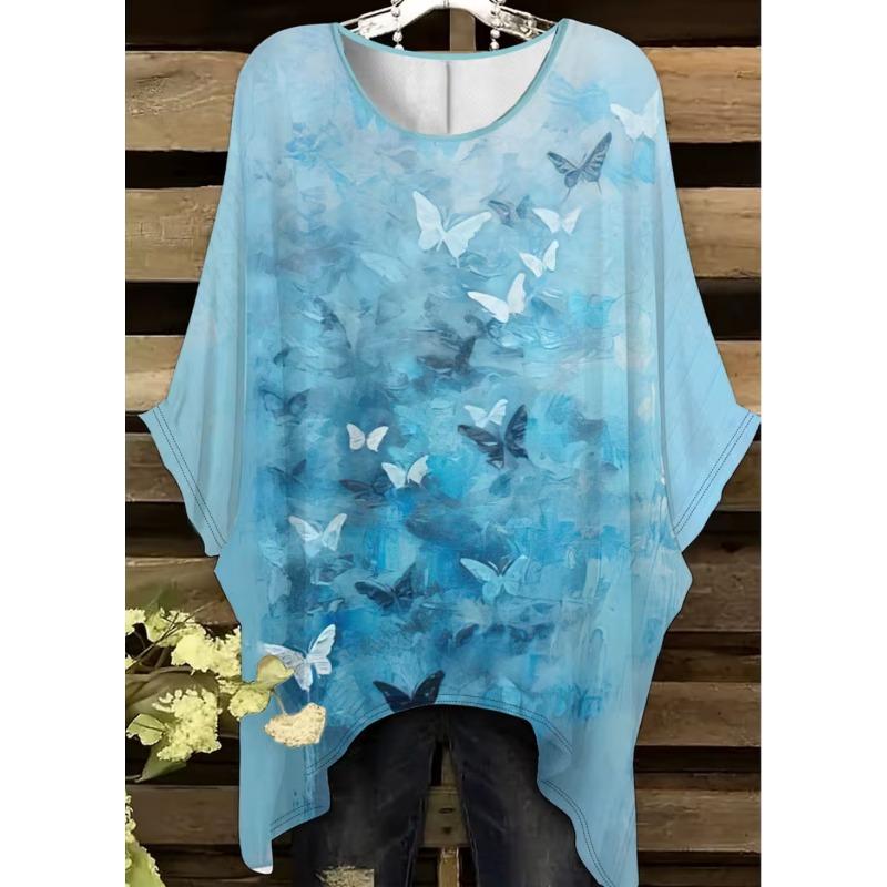 Elegantes Boho-Print-T-Shirt für Plus-Size-Damen