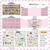 2.5D Landschaftsaufkleber Mehrfarbig Wohnungs-Landschafts-Aufkleber-Set Rosa Hotel Cartoon-Muster Landschaftsgestaltung Decal Scrapbooking