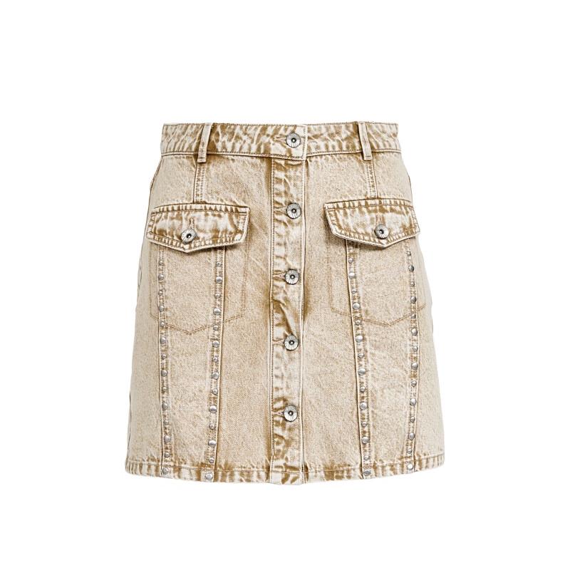 Veromoda 2025 Spring High-Waist A-Line Buttoned Skirt