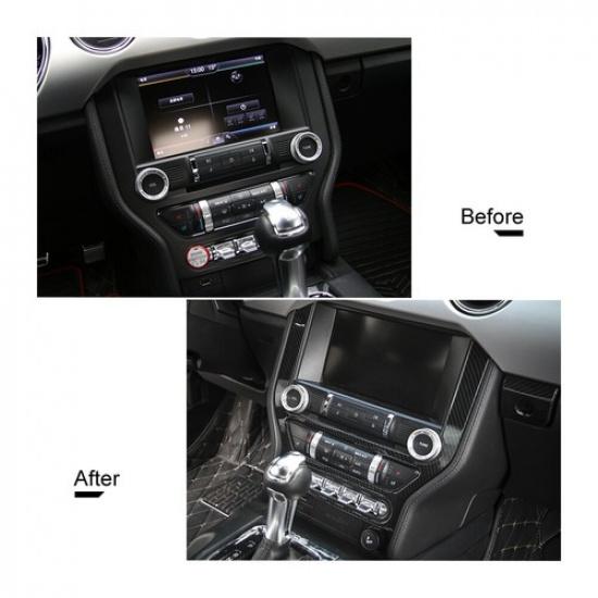 Inner Central Control Panel Decor Cover Trim Carbon Fiber For Ford Mustang 2015+
