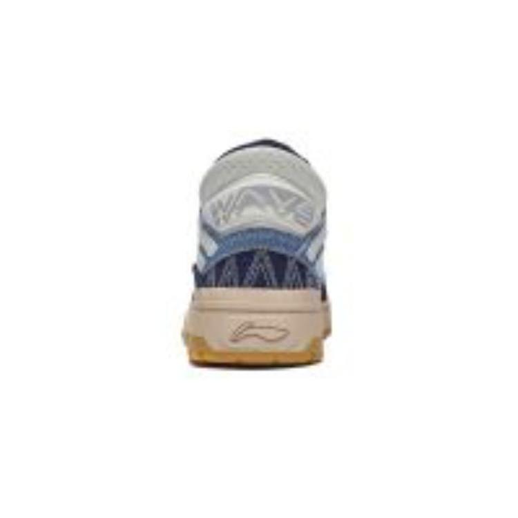 Li Ning Wave MID Amorti, Résistantes à l'usure Basse top Chaussures de Skateboard Hommes Beige Blanc Bleu AGCT223-4