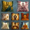 Cartoon Art Buddha Belief Pillow Case For 30x30cm45x45cm55x55cm For Home Bedroom Decoration And Protector
