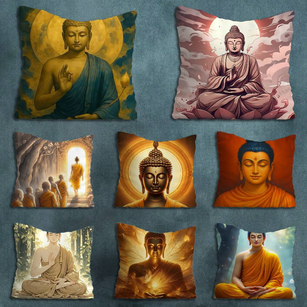 Cartoon Art Buddha Belief Pillow Case For 30x30cm45x45cm55x55cm For Home Bedroom Decoration And Protector