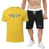 Disco Logo Pont Aeri Summer Solid Color Men's Shirt Set Fashion Lapel Jacquard Short-sleeved Shirt Shorts 2 Piece Set