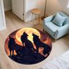 Moon Wolf,Round Area Rug,Carpet Rug for Living Room Bedroom Sofa Playroom Decor,Non-slip Floor Mat