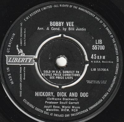 7inch Record BOBBY VEE - Hickory, Dick And Doc LIB55700 Liberty 1964 UK Pop Used