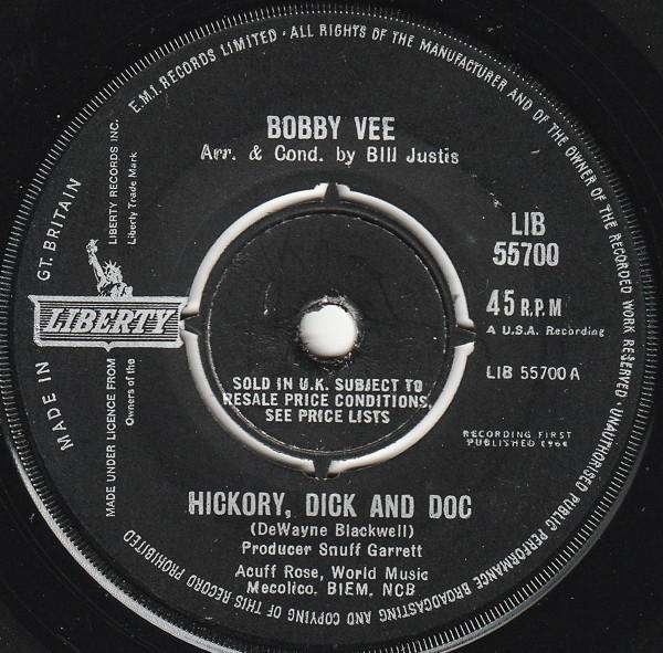 

7inch Record BOBBY VEE - Hickory, Dick And Doc LIB55700 Liberty 1964 UK Pop Used