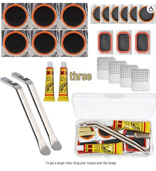 Bicycle Tire Repair Kit with Cold Patch, Glue, and Lever Tools