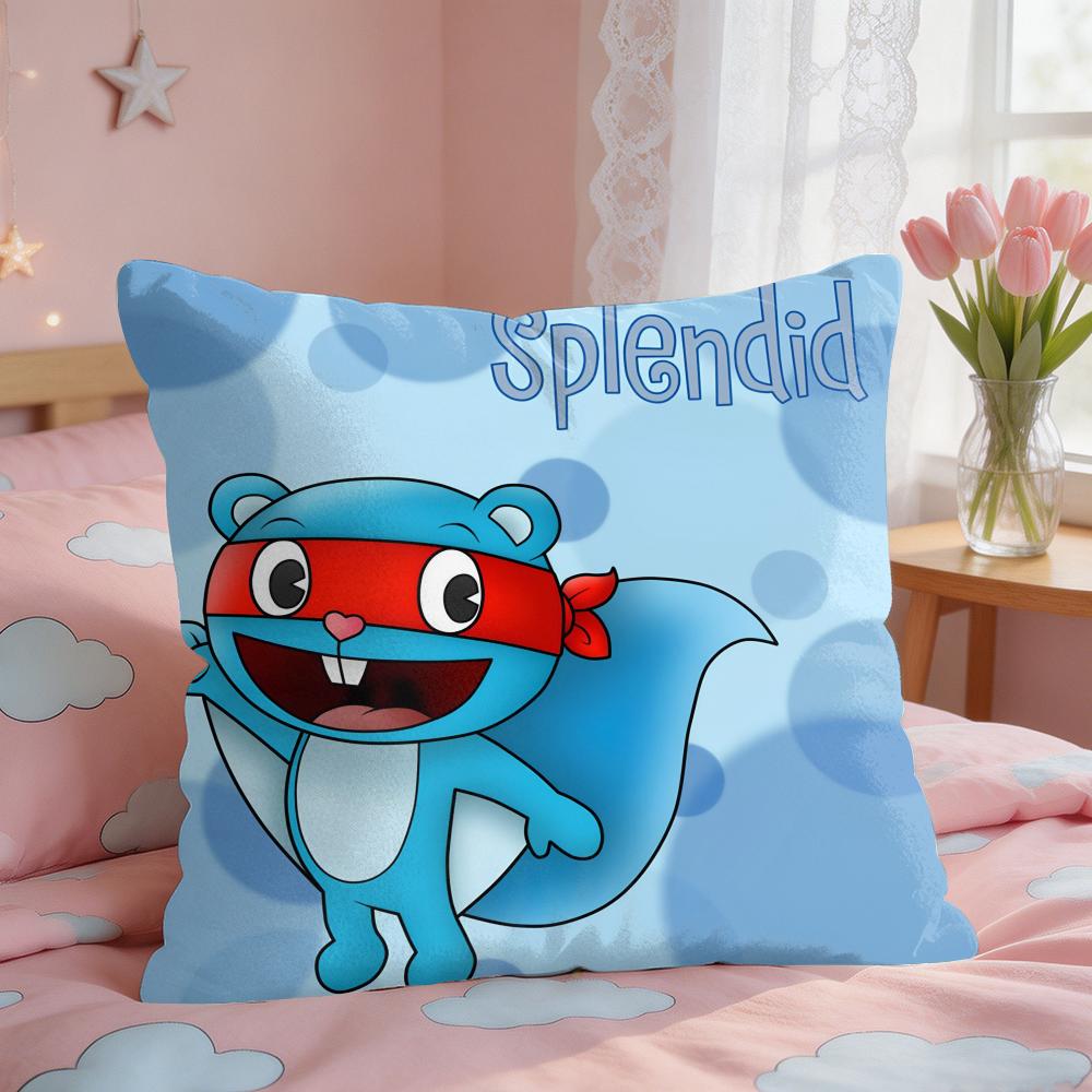 Cartoon Happy TTree Friends Cushion Cover Square Short Plush Pillow Case Living Room Sofa Home Decor Funda X