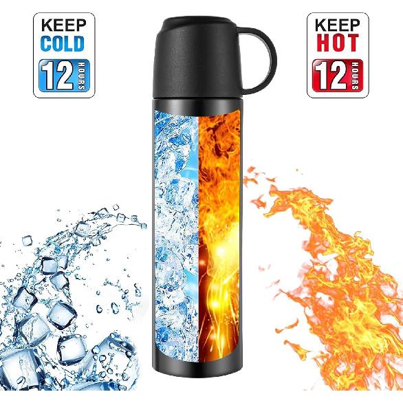 

Бутылка для воды из нержавеющей стали - Изолированная вакуумная кофейная чашка с герметичной крышкой и чашкой, термос-фляга с двойными стенками, спортивная дорожная кружка сохраняет горячее и холодное