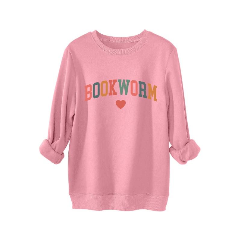 Womens Thick Fleece-Lined Casual Oversized Hoodie Sweatshirt - Solid Color Long Sleeve Round Neck Streetwear Style