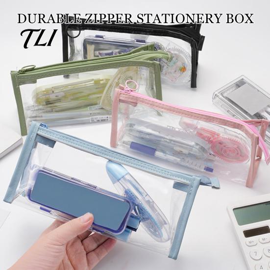 School Supplies Case Transparent PVC Pencil Case, Large Capacity Waterproof Stationery Student Pen Storage Organizer, Durable Zipper Bag for Exam