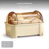 Large Dish Rack with Lid, Multifunctional Utensil Storage Box, Draining Kitchen Organizer L Cream