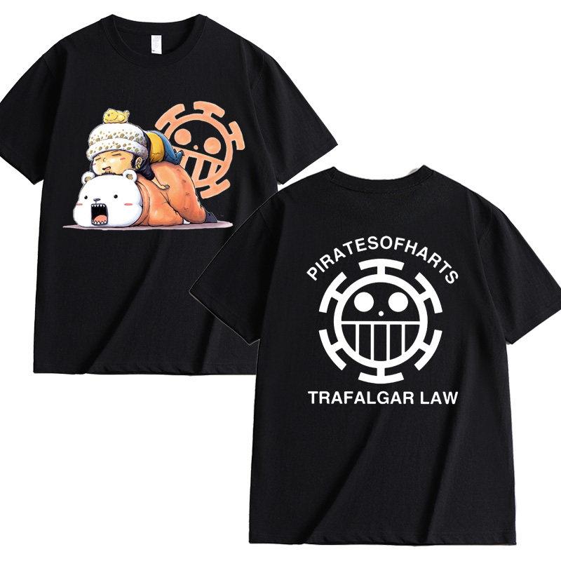 Anime Style One Piece Road Feisuolonuo Pure Cotton Printed Fashionable Unisexs and Womens Clothing New Loose Casual Tshirt