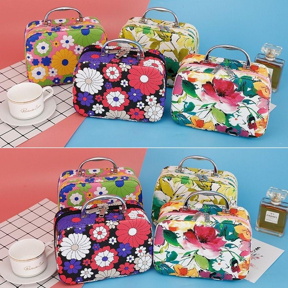 High Quality Floral Printed Cosmetic Bag Large Capacity Multifunctional Travel Wash Handbag Makeup Pouch Travel Organizer
