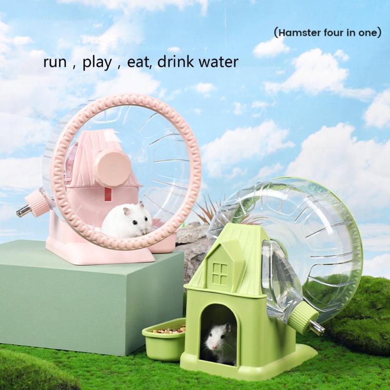Silents Hamster Wheel Multifunctional Hamster Wheel Quite Running Spinner Wheel with Water and Food Solution