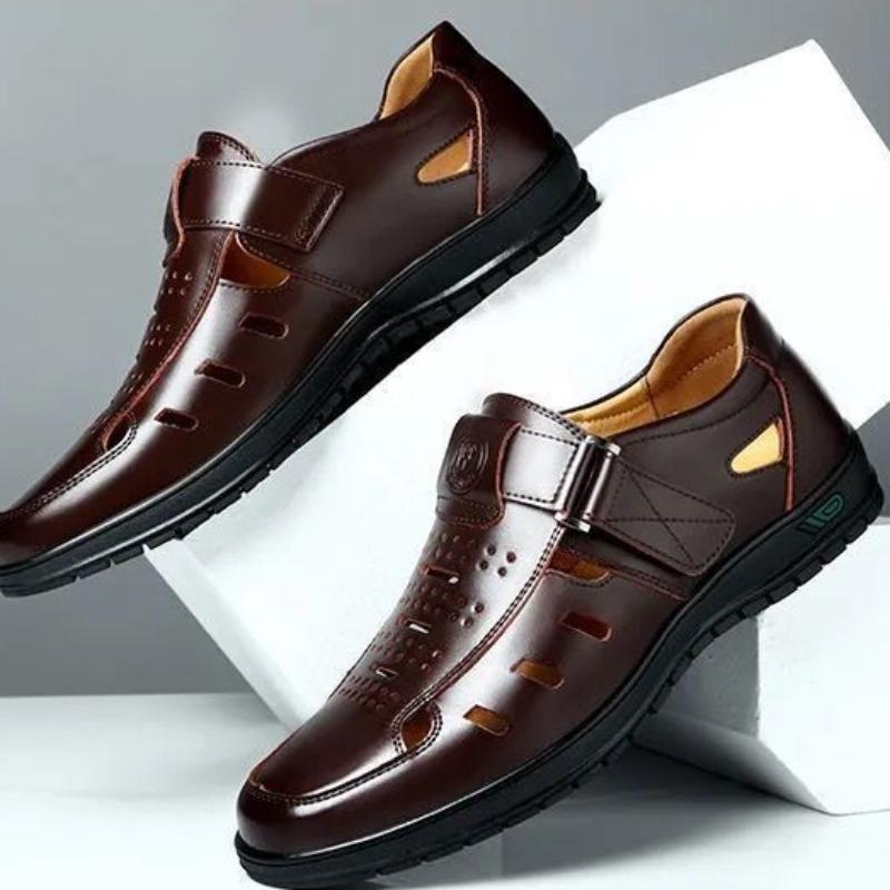 Hohle Herrenschuhe Sommer Herrenschuh Weiche Sohle Strandschuhe Leder Herren Business Lederschuhe Atmungsaktiv Tenis De Hombre